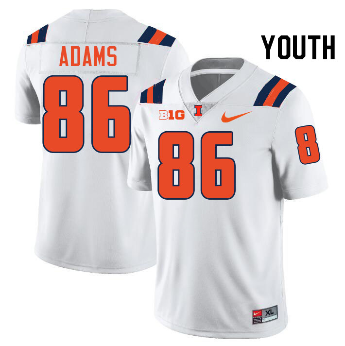 Youth #86 Weston Adams Illinois Fighting Illini College Football Jerseys Stitched-White